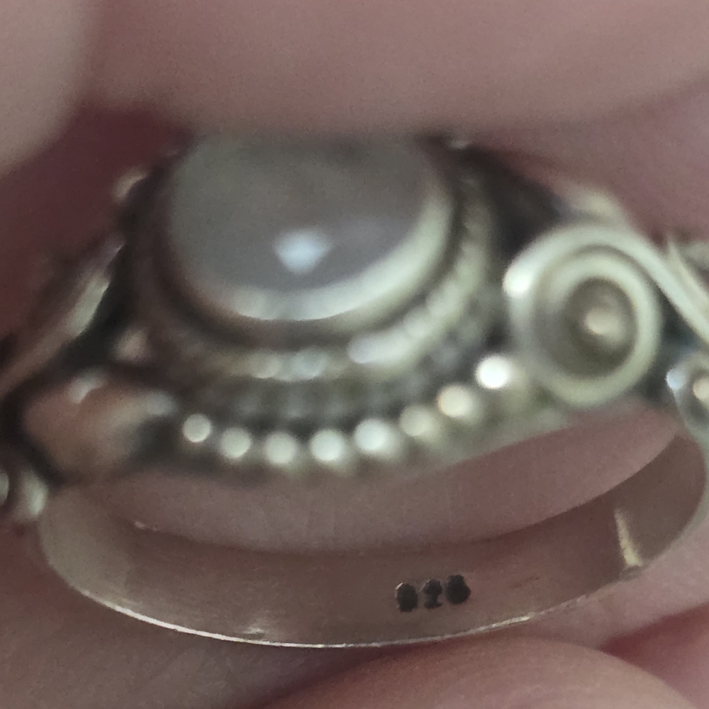 Moonstone .925 Silver Scroll Ring Boho Whimsical … - image 7